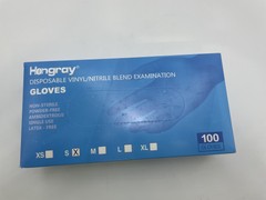 HONGRAY EXAMINATION GLOVES NITRILE VINYL BLEND, BOX OF 100 – SIZE S – BLUE