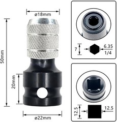 2 PCS 1/2 inch Square Drive to 1/4 inch Hex Female Socket Adapter Converter C…