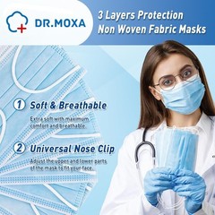 50 Pack ASTM Level 3 Disposable Face Masks – Medical Grade, Blue, 3-Ply Comfort