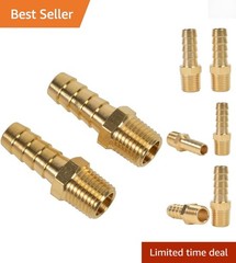Durable Brass Hose Fitting Set: 2 Pack 3/8″ Barb to 1/4″ NPT Male Pipe