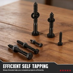 25 Sets Heavy Duty 1/2″ x 4″ Hex Lag Screws & Washers – Black Zinc Plated for Wo