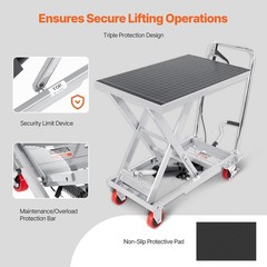 500 lbs Hydraulic Lift Table Cart – 28.5 Inch Manual Scissor Lift with Wheels