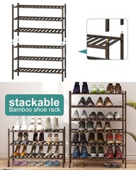 Shoe Rack for Closet, 3-Tier Bamboo Wood Shoe Racks, Stackable | Beautiful | …