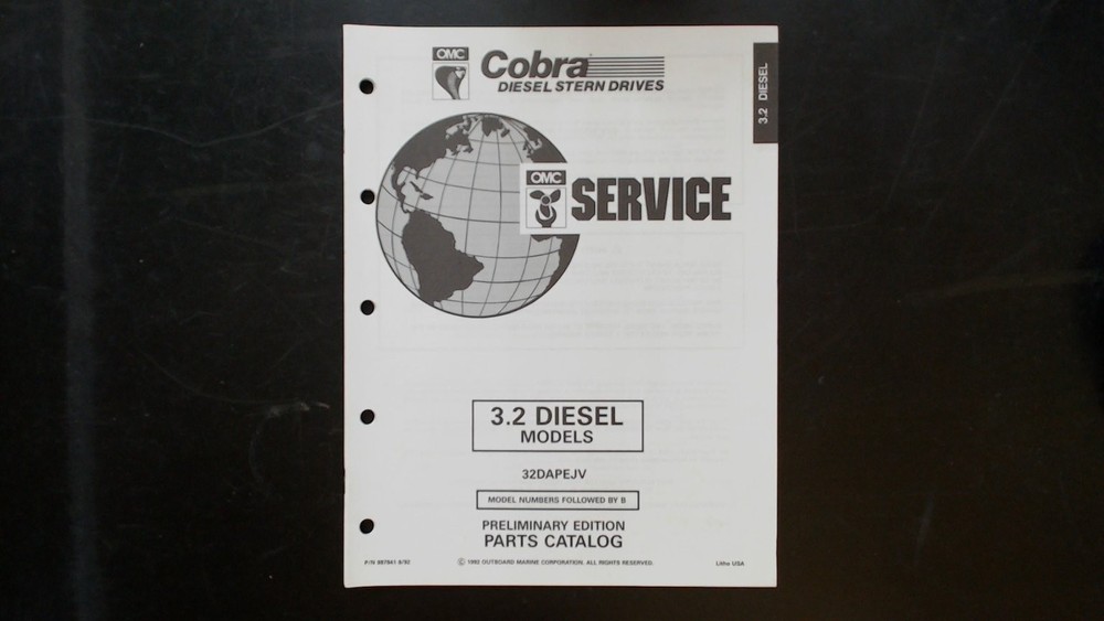 OMC Cobra 3.2 Diesel Stern Drives Parts Catalog 987351 1992 Marine