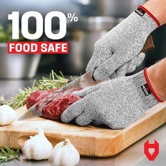 NoCry Premium Cut Resistant Gloves Food Grade — Level 5 Protection; Ambidextrous