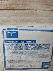 MEDLINE Nitrile Exam Gloves Extended Cuff *18 Pair* Sterile Size: Medium