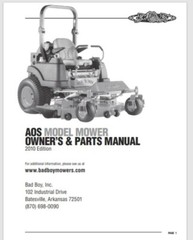 Bad Boy AOS Owner & Parts manual Model year 2010 40 pages