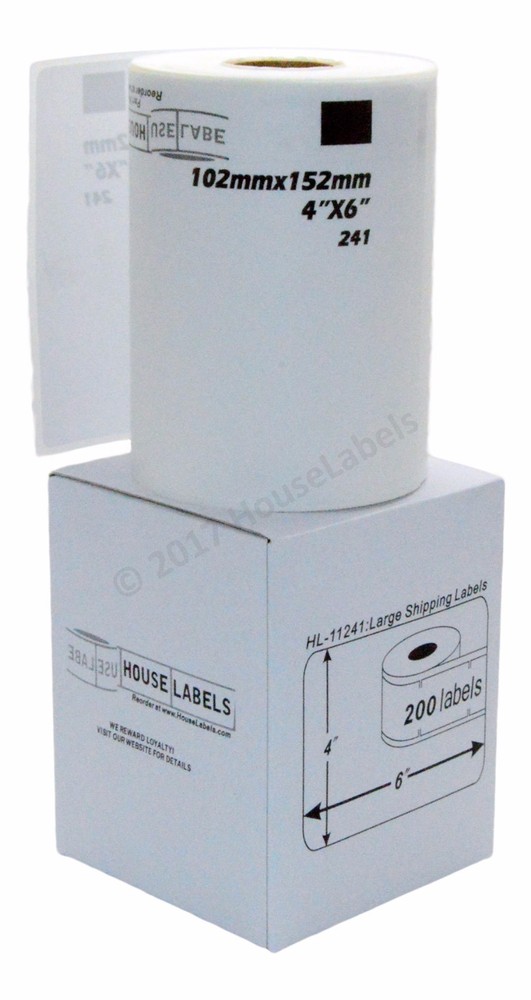 Non-OEM Fits BROTHER DK-1241 Labels (4″ x 6″) – (2) Rolls of 200