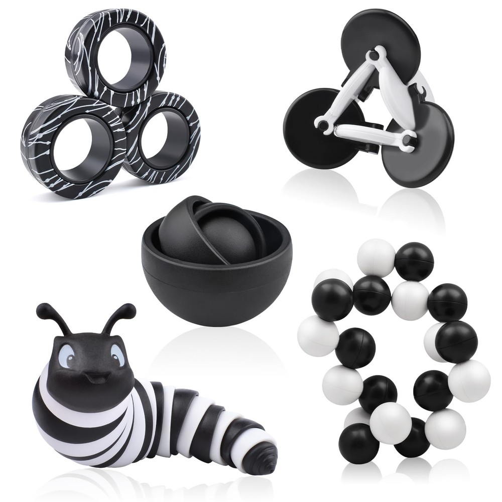 Fidget Toys Adults Pack, 5PC Sensory Set Easter Normal, Black & White
