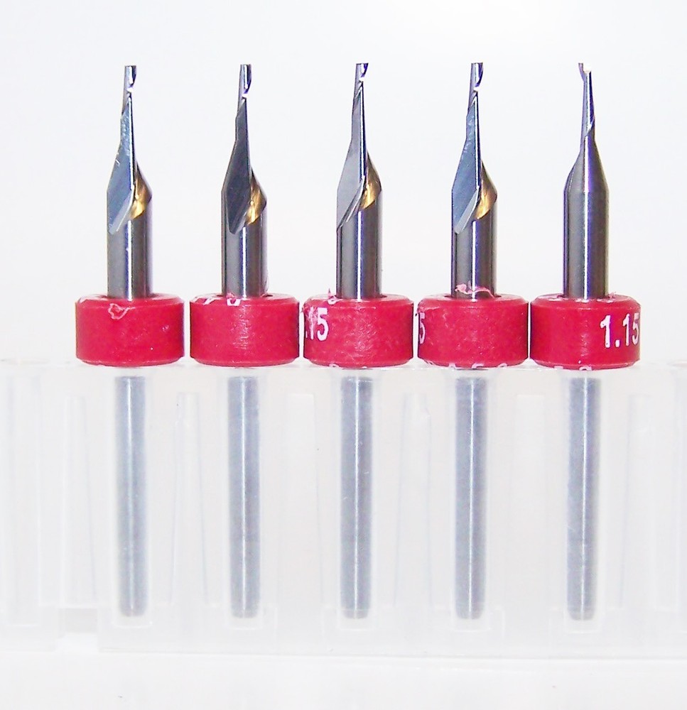 (5) 1.15mm (.0453″) single flute carbide endmills soft plastic – flex endmill