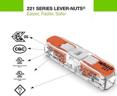 25pk Wago 221-2401 Inline Splicing Wire Connector Lever Nuts FREE SHIPPING