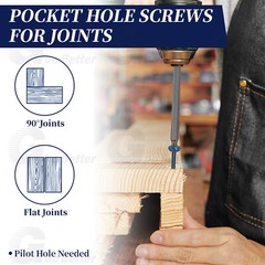 500pcs #8 Pocket Hole Screws Wood Screws Square Drive Head Self Tapping Screws