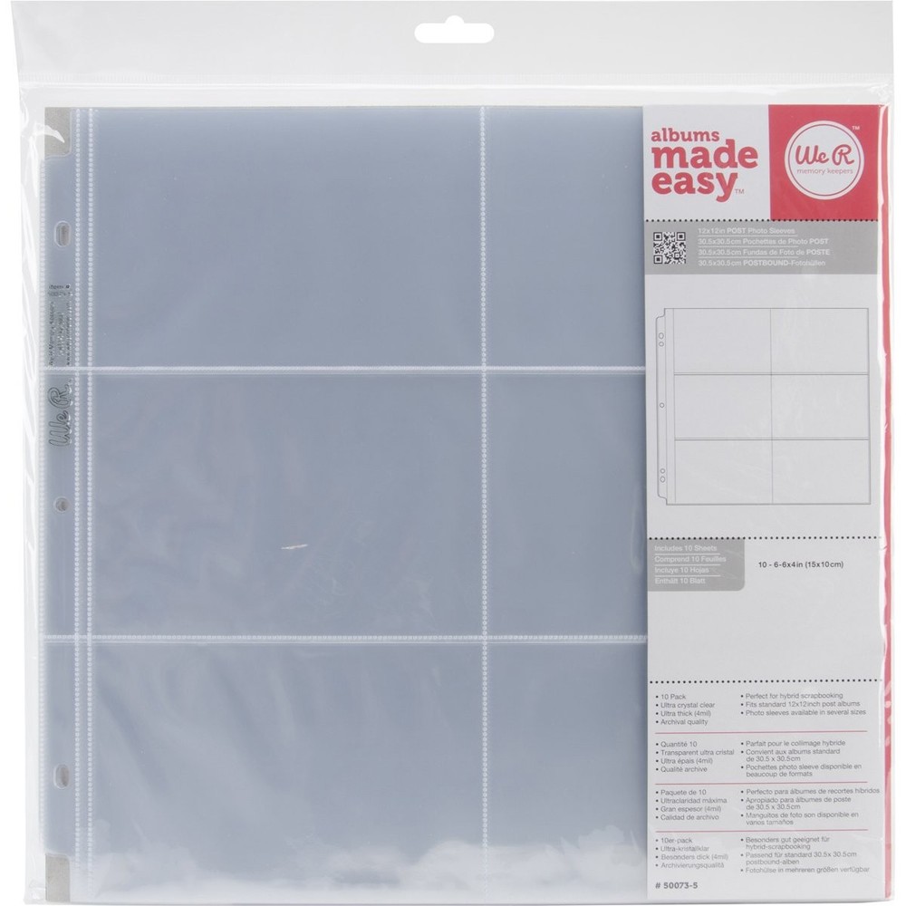 We R Post Bound Photo Sleeves 12″X12″ 10/Pkg-Six 4″X6″ Pockets