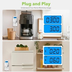 Watt Meter Plug with Backlight, Plug-In Socket Power Meter Electricity Usage Mon