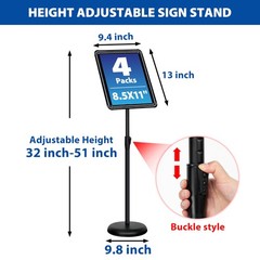 8.5×11 Inch Sign Stand Adjustable Height 32″ to 51″ – Floor Holder