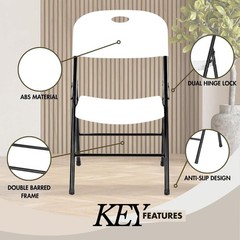 2-Pack Heavy Duty Plastic Folding Chair, 450 lbs Capacity Foldable Chairs