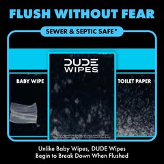 DUDE Wipes Unscented Flushable – 48 Count (Pack of 1), White