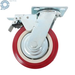 4Pcs 6″ × 2″ Heavy Duty Swivel Caster Wheel With Belt Brake Casters Polyurethane