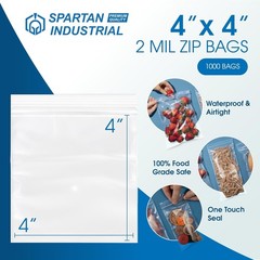 4” X 4” 1000 Count 2 Mil Clear Reclosable Zip Plastic Poly Bags with Resealab…