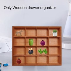 1 PCS Wooden Drawer Organizer 16 Compartments Serving Tray 13.4×10.6×2 Inch