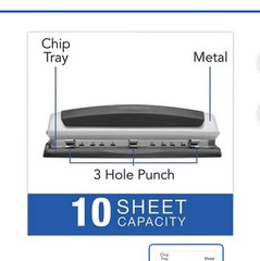Swingline Desktop Hole Punch Precision Pro Adjustable 2-3 Holes 10 Sheets 74037.