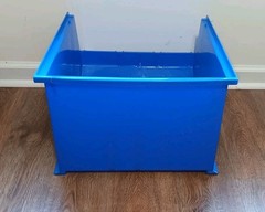 Lot Of 3 Akro-Mils 30270 Blue Hang/Stack Storage Bins Plastic; 18″X 16 1/2″X 11″