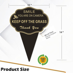 Keep off the Grass Sign, 14”X10” Double Sided Smile You Are on Camera Stay off G