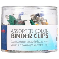 Mini Binder Clips 60 Count Assorted Colors Storage Tub 1/4 Inch Capacity Metal