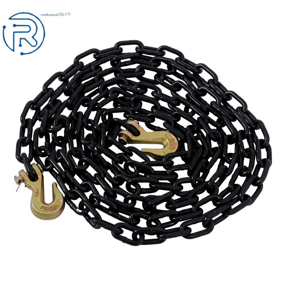 1/4 Inch × 14 Ft G80 Transport Binder Chain | Tow Chain with Clevis Grab Hooks