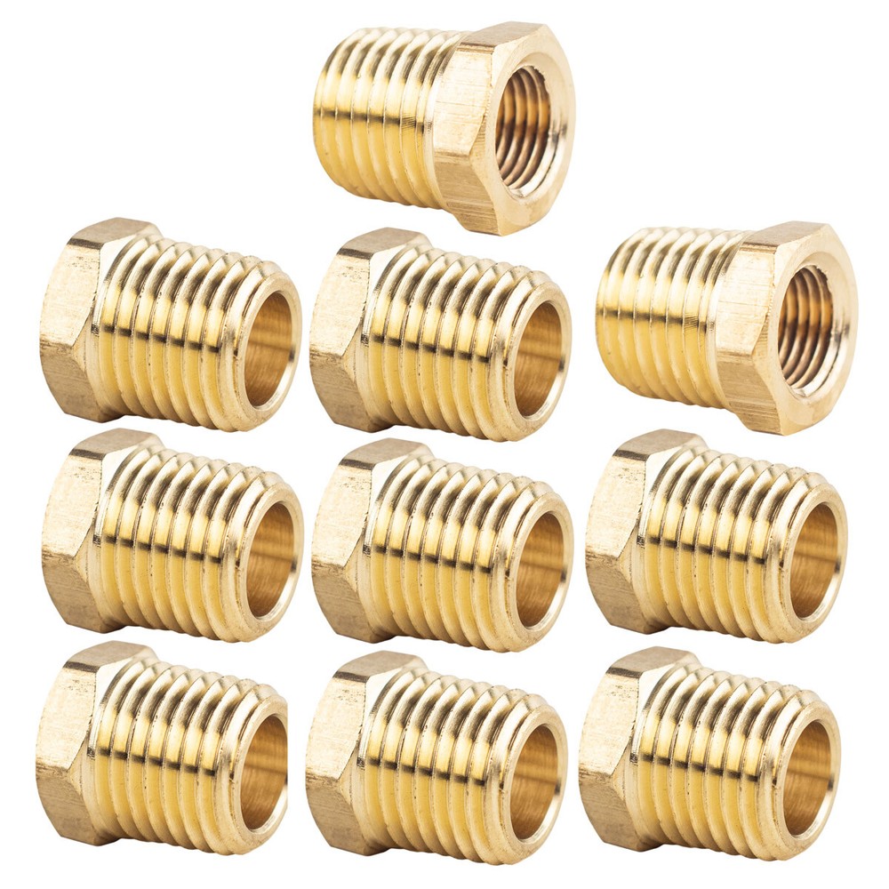 1/4″ Male x 1/8″ Female NPT Hex Bushing Adapter Pipe Reducer Brass 110C 10 Pack