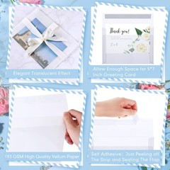 Colarr 150 Pcs A7 Translucent Vellum Envelopes 5.25 X 7.25 Inch Wedding Clear