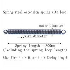 1pcs Spring steel extension spring with loop Wire dia 4mm-6mm Length 300mm