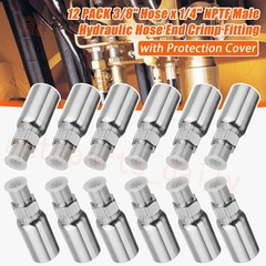 12x 3/8″ I.D. Hose x 1/4″ NPTF Male Hydraulic Hose End Swivel Crimp Fittings New