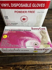 SunnyCare Vinyl Disposable Gloves Powder Free Large 100 Count Box 10 boxes