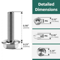 M6-1.0 X 25Mm Metric Flanged Hex Head Bolts Screws, 10Sets M6X1.0 Flange