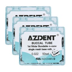 AZDENT Dental Orthodontic Buccal Tubes 1st Molar Roth 022 Bondable Mesh Base USA