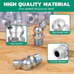 Grease Fittings Kit 100PCS 1/4-28 SAE Zerk Straight with Caps High-Performanc