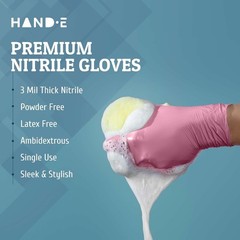 Pink Nitrile Disposable Gloves Esthetician Nail Tech Hair Dye & Stylist Cleaning