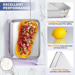9 Inch Baking Sheet Pan with Rack Set, Joyfair Stainless Steel 9 Inch, Silver