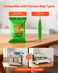 VEVOR Continuous Sealing Machine Vertical Band Sealer 0.24-0.47 in Seal Width