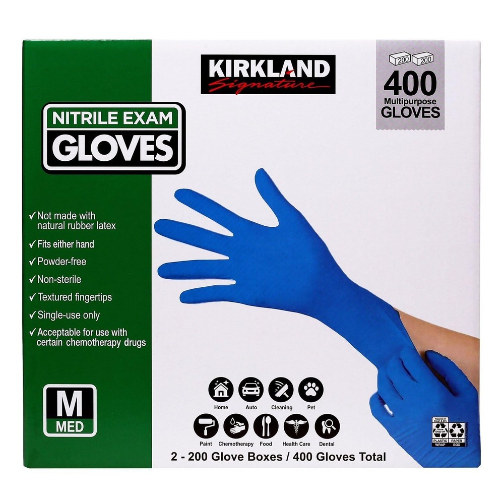 Kirkland Signature. Nitrile Exam Gloves, Medium. 400 Count