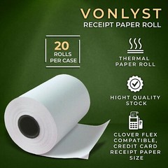 Vonlyst Thermal Paper Roll for Clover Flex Receipt Paper 2 1/4 x 55 (20 rolls)