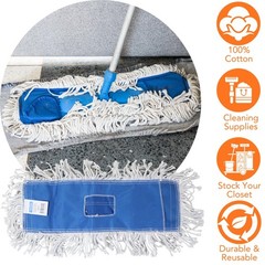 Iconikal 3 Pack Cotton Rectangular Dust Mop Head Replacement, Launderable Reu…