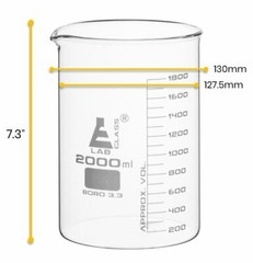Eisco Labs 2000ml Beakers, Low Form, Graduated – Borosilicate Glass – 4 Pack