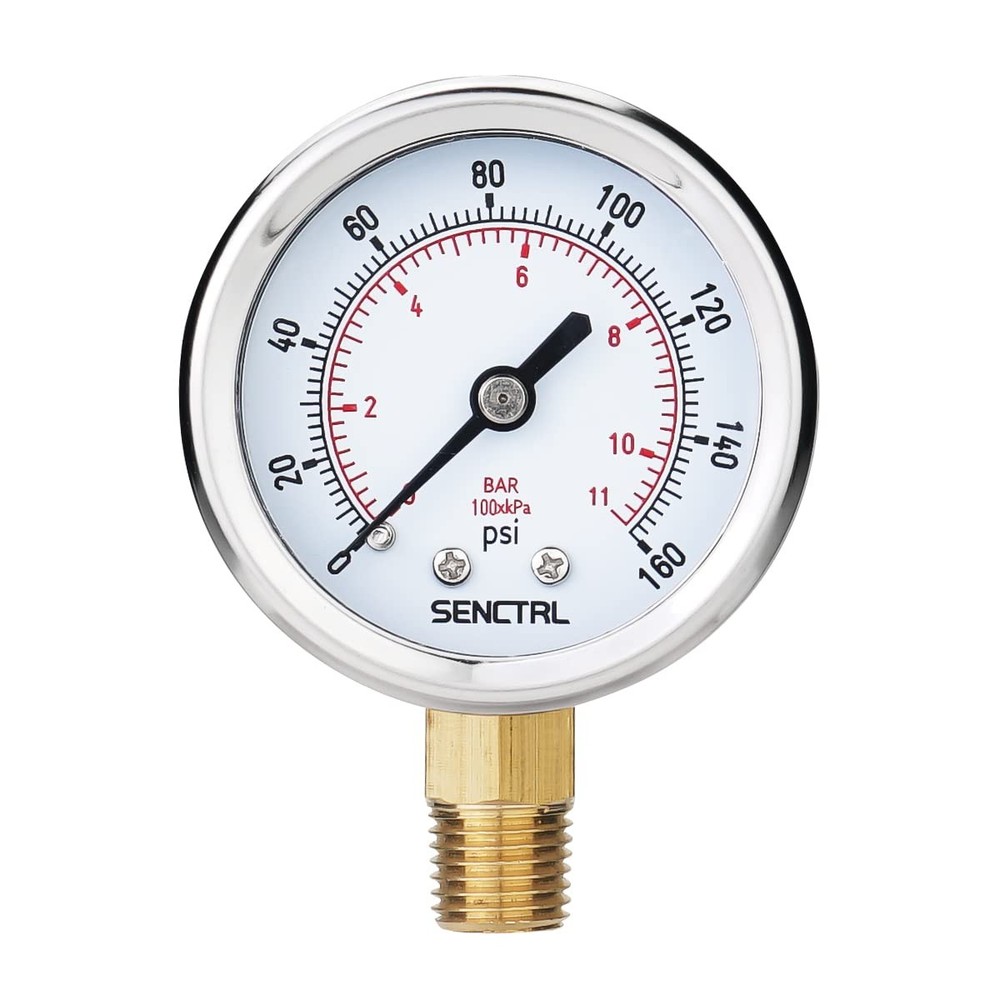 0-160 Psi Pressure Gauge, 2″ Dial, 1/4 NPT Lower Mount, Waterproof, Stainless…