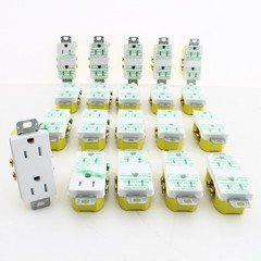 20 Hubbell White Tamper Resistant Decorator PANEL Receptacles 15A Earless