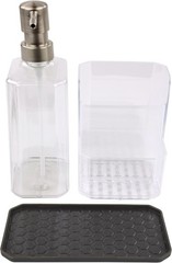 Spectrum Soap Dispenser with Sponge and Brush Holder for Kitchen Sink, Hexa Sink