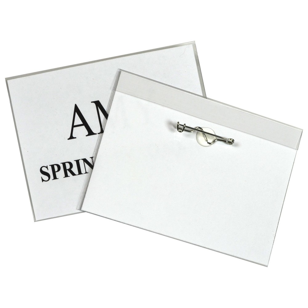 C Line Pin Style Name Badges 3 x 4 Inch 100 Pack with Laser Insert Templates