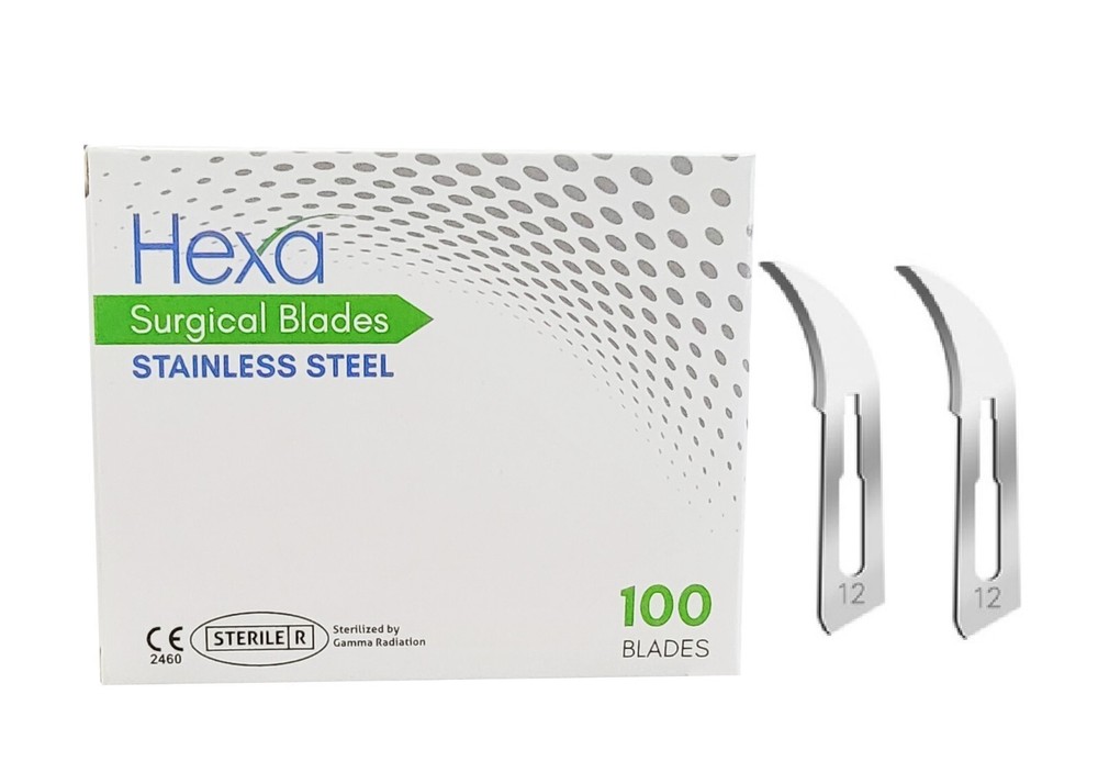 Hexa #12D Surgical Blades Stainless Steel 100 pcs