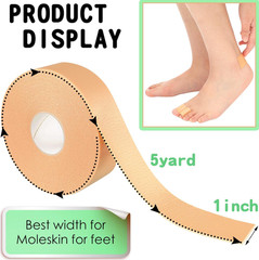 Tondiamo 6 Rolls Tape Adhesive Pads Blister Prevention 1 Inch X 4.92 Yards